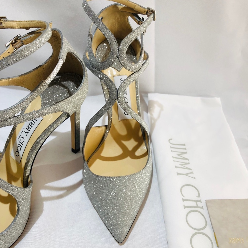 SOLD! Authentic Jimy Choo Lancer 100 Glitter Pumps